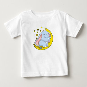 Camiseta De Bebé Elefante con luna y estrellas