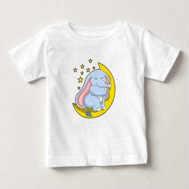 Camiseta De Bebé Elefante con luna y estrellas (Anverso)