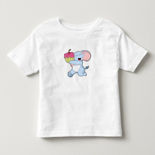Camiseta De Bebé Elefante con pastel (Anverso)