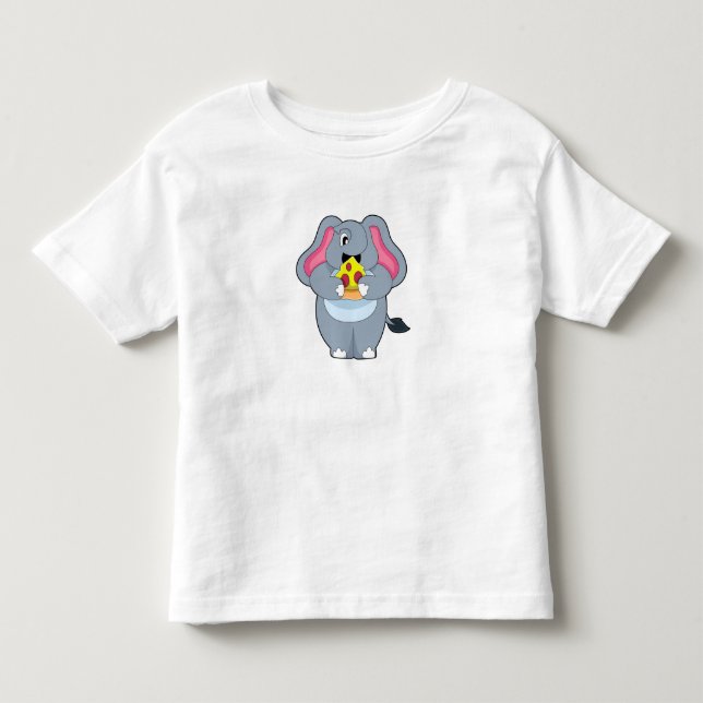 Camiseta De Bebé Elefante con pizza (Anverso)
