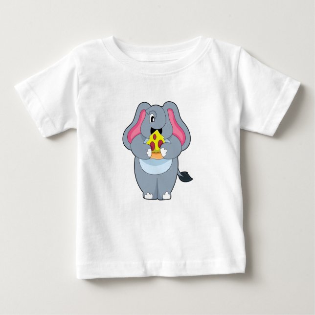Camiseta De Bebé Elefante con pizza (Anverso)