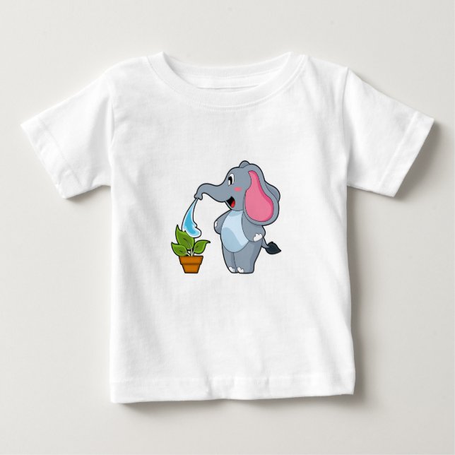 Camiseta De Bebé Elefante con planta (Anverso)