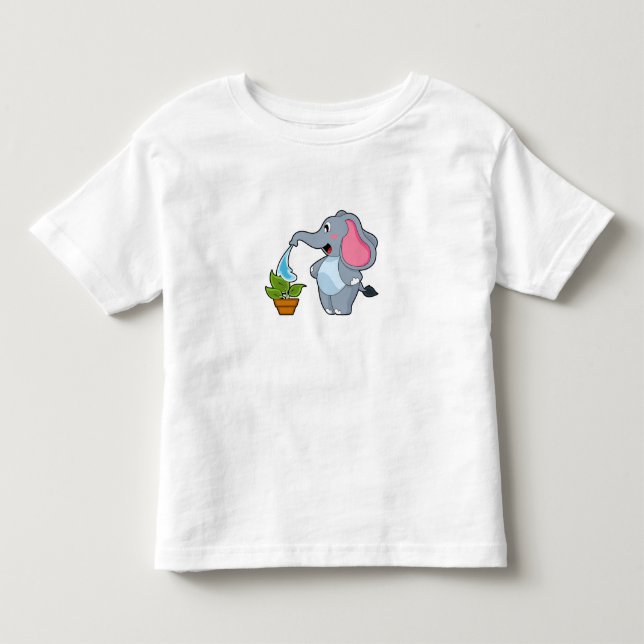 Camiseta De Bebé Elefante con planta (Anverso)
