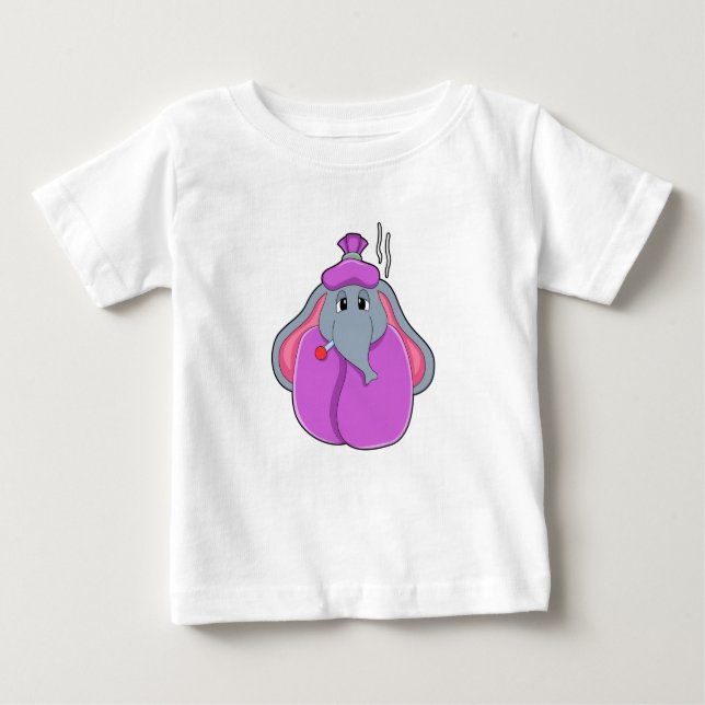 Camiseta De Bebé Elefante con termómetro de Fiebre (Anverso)