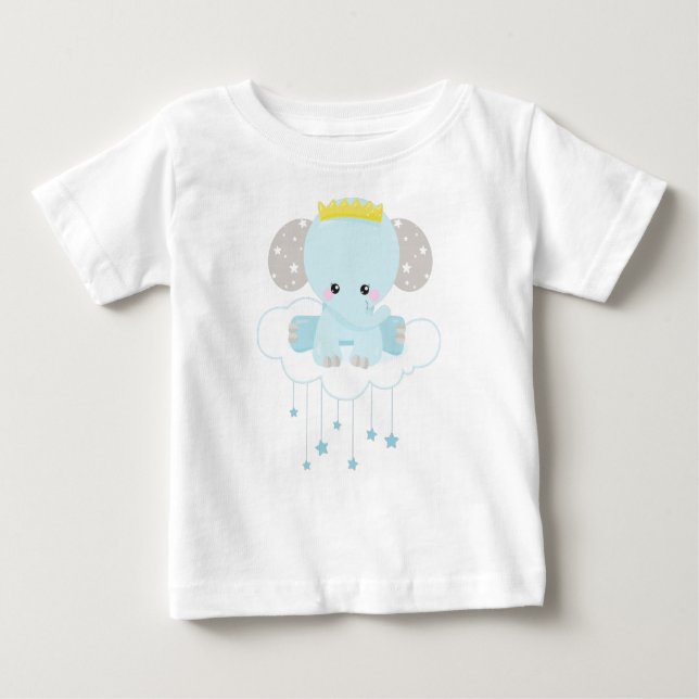 Camiseta De Bebé Elefante Cuerdo, Elefante En Una Nube, Corona, Est (Anverso)