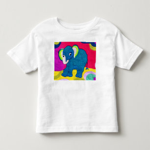 Camiseta De Bebé Elefante Cute Blue Baby - Diseño Quilt Like