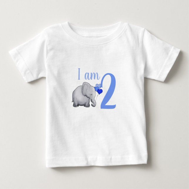 Camiseta De Bebé Elefante de Bebé Azul Edad Personalizado Niño Segu (Anverso)