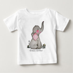 Camiseta De Bebé Elefante De Bebé Cuto De Acuarela Con Rubor Y Flor