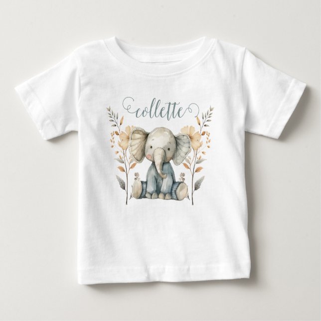 Camiseta De Bebé Elefante de bebé lindo personalizado (Anverso)