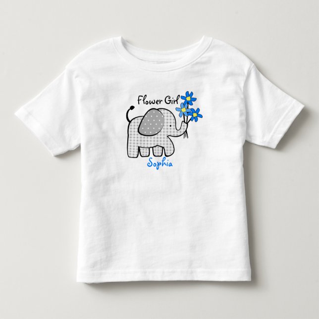Camiseta De Bebé Elefante de las flores con flores rosas (Anverso)