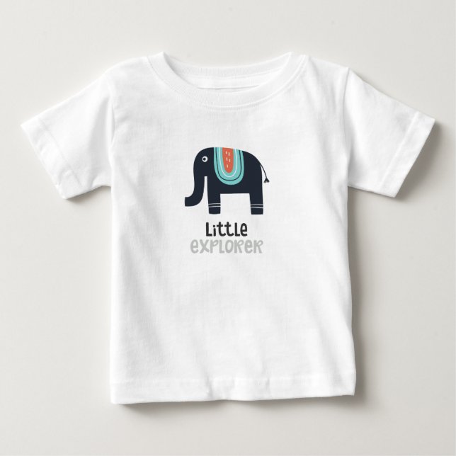 Camiseta De Bebé Elefante de Pequeño Explorador Nórdico (Anverso)