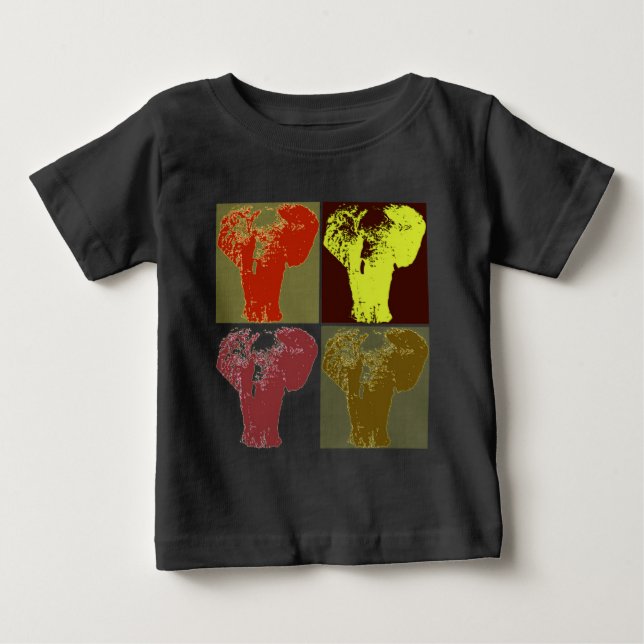 Camiseta De Bebé Elefante del Arte Pop (Anverso)
