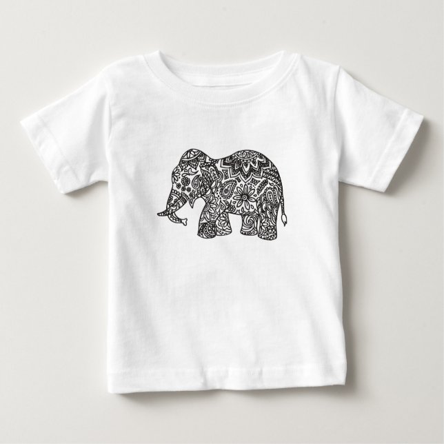 Camiseta De Bebé Elefante del Doodle (Anverso)