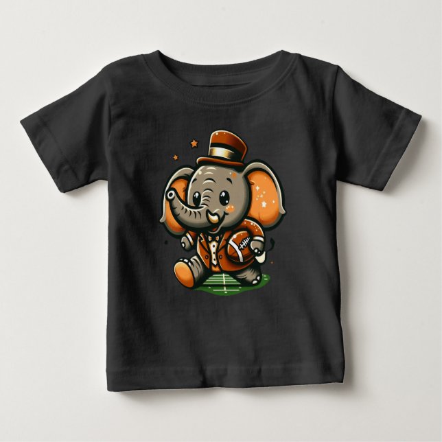 Camiseta De Bebé Elefante del Touchdown: fútbol Personalizado (Anverso)