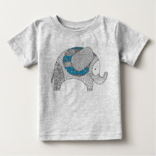 Camiseta De Bebé Elefante Doodle. Body para bebés.