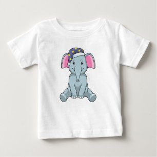 Camiseta De Bebé Elefante durmiendo con gorra nocturna