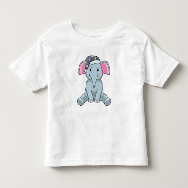 Camiseta De Bebé Elefante durmiendo con gorra nocturna (Anverso)