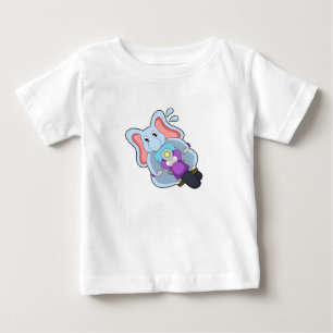 Camiseta De Bebé Elefante en bicicleta con motocicleta.PNG