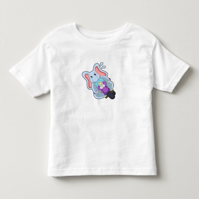 Camiseta De Bebé Elefante en bicicleta con motocicleta.PNG (Anverso)
