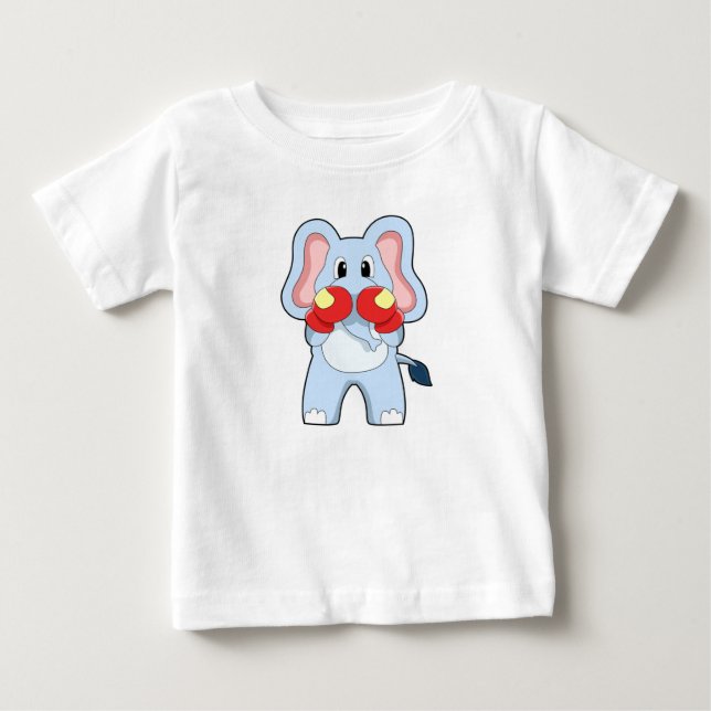 Camiseta De Bebé Elefante en boxeo con guantes de boxeo (Anverso)
