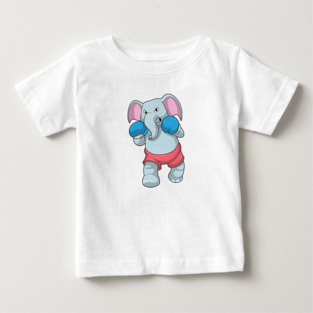 Camiseta De Bebé Elefante en boxeo con guantes de boxeo (Anverso)
