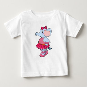 Camiseta De Bebé Elefante en el ballet con falda