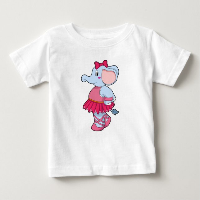 Camiseta De Bebé Elefante en el ballet con falda (Anverso)