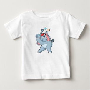 Camiseta De Bebé Elefante en el Béisbol