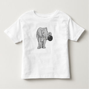 Camiseta De Bebé Elefante en el Bowling con bolas