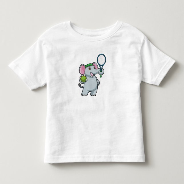 Camiseta De Bebé Elefante en el tenis con raqueta de tenis (Anverso)