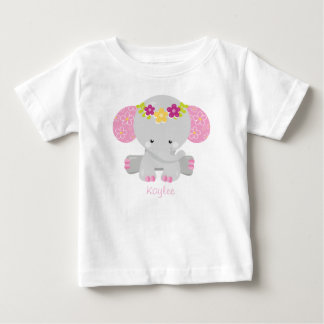 Camiseta De Bebé Elefante Floral Sweet Safari con Personalización