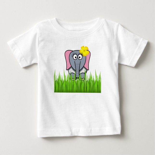 Camiseta De Bebé Elefante Girona En La Hierba (Anverso)