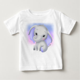 CAMISETA DE BEBÉ ELEFANTE GRIS ADORABLE CON OREJAS PURPLE