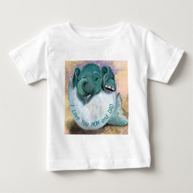 Camiseta De Bebé Elefante Infantil Hatching from Egg Baby T Shirly  (Anverso)