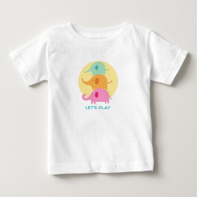 Camiseta De Bebé elefante, juguemos (Anverso)