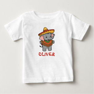 Camiseta De Bebé Elefante juguetón con sombrero y poncho festivos