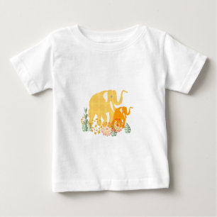 Camiseta De Bebé Elefante lindo con las flores y los modelos