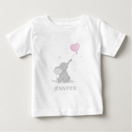 Camiseta De Bebé Elefante lindo con nombre de globo