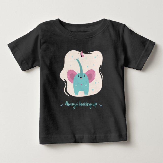 Camiseta De Bebé Elefante Lindo Con Texto Siempre Mirando Hacia Arr (Anverso)