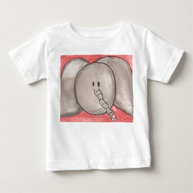 Camiseta De Bebé Elefante lindo del dibujo animado de la acuarela (Anverso)