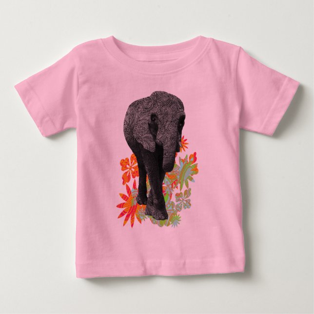 Camiseta De Bebé Elefante lindo del Hippie (Anverso)
