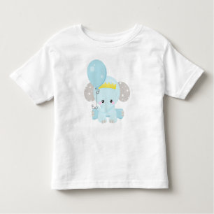 Camiseta De Bebé Elefante lindo, elefante con globo, corona, estrel
