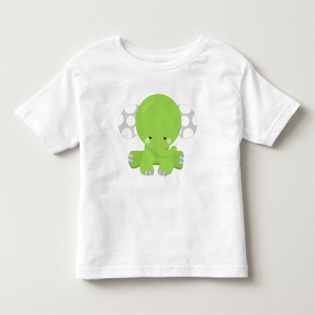 Camiseta De Bebé Elefante lindo, elefante pequeño, elefante verde (Anverso)