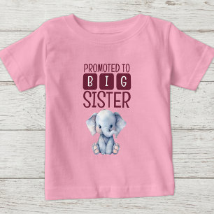 Camiseta De Bebé Elefante lindo hermana mayor rosa