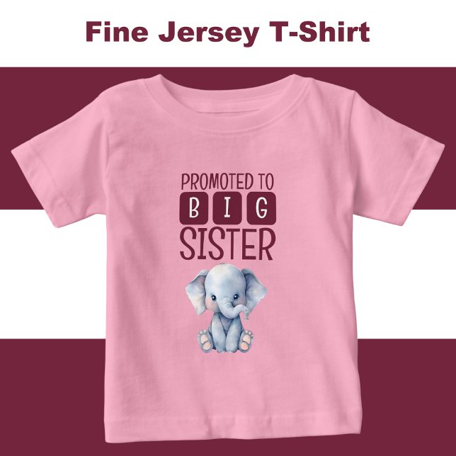 Camiseta De Bebé Elefante lindo hermana mayor rosa (Subido por el creador)