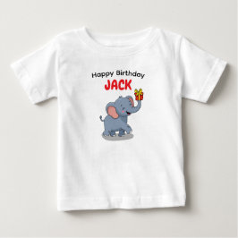 Camiseta De Bebé Elefante Lindo Llevando Regalo