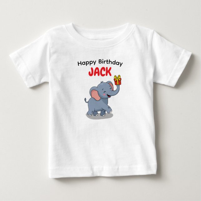 Camiseta De Bebé Elefante Lindo Llevando Regalo (Anverso)