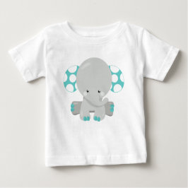 Camiseta De Bebé Elefante lindo, pequeño elefante - gris azul