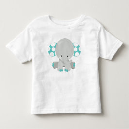 Camiseta De Bebé Elefante lindo, pequeño elefante - gris azul
