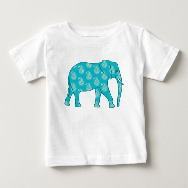 Camiseta De Bebé Elefante paisley - turquesa y aqua (Anverso)
